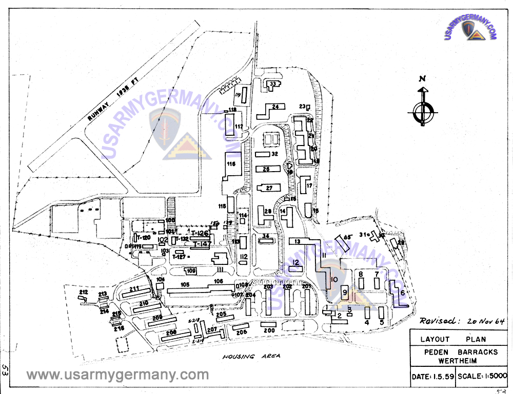 USAREUR Installation Maps Peden Bks 1964